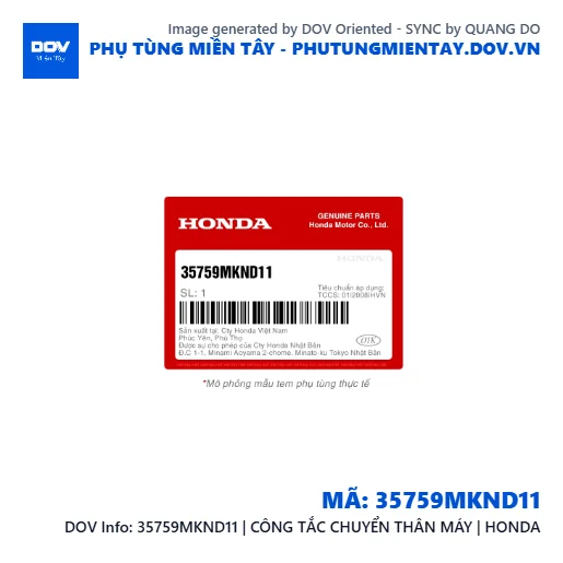 35759MKND11 | CÔNG TẮC CHUYỂN THÂN MÁY | HONDA  — 35759MKND11