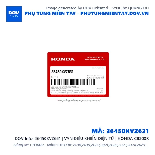 36450KVZ631 | VAN ĐIỀU KHIỂN ĐIỆN TỪ | HONDA CB300R — 36450KVZ631