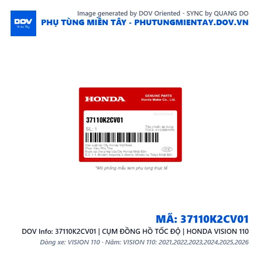 37110K2CV01 | CỤM ĐỒNG HỒ TỐC ĐỘ | HONDA VISION 110 — 37110K2CV01