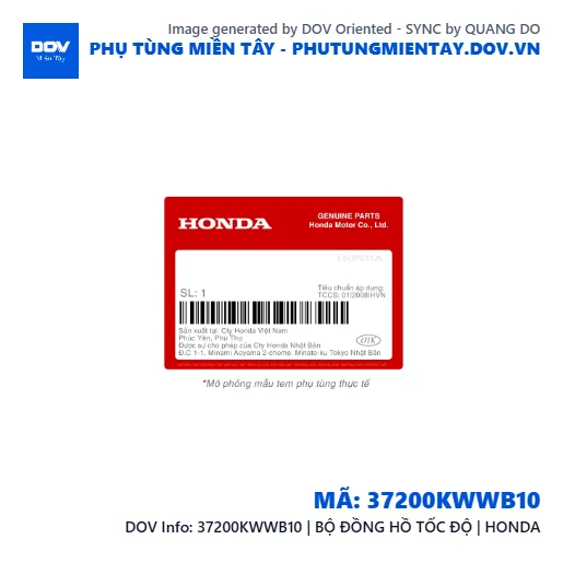 37200KWWB10 | BỘ ĐỒNG HỒ TỐC ĐỘ | HONDA — 37200KWWB10
