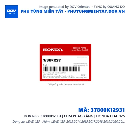 37800K12931 | CỤM PHAO XĂNG | HONDA LEAD 125 — 37800K12931