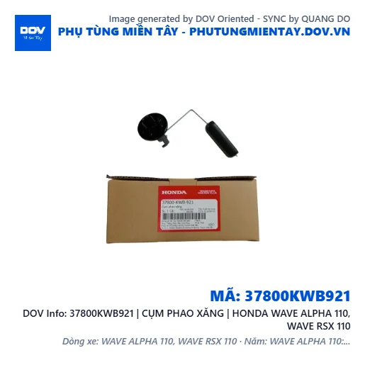 37800KWB921 | CỤM PHAO XĂNG | HONDA WAVE ALPHA 110, WAVE RSX 110 — 37800KWB921