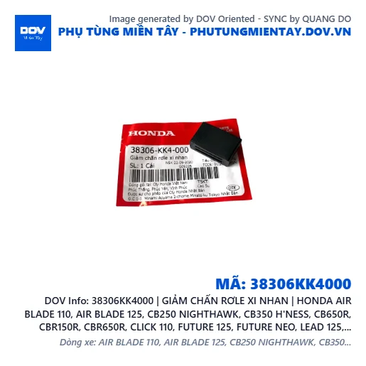 38306KK4000 | GIẢM CHẤN RƠLE XI NHAN | HONDA AIR BLADE 110, AIR BLADE 125, CB250 NIGHTHAWK, CB350 H'NESS, CB650R, CBR150R, CBR650R, CLICK 110, FUTURE 125, FUTURE NEO, LEAD 125, MSX 125, PCX, REBEL 1100, REBEL 300, REBEL 500, SH 125/150, SH 350, SH MODE, SUPER DREAM, WAVE 100, WAVE ALPHA, WAVE ALPHA 110, WAVE RSX 110 — 38306KK4000