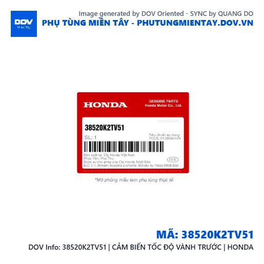 38520K2TV51 | CẢM BIẾN TỐC ĐỘ VÀNH TRƯỚC | HONDA — 38520K2TV51