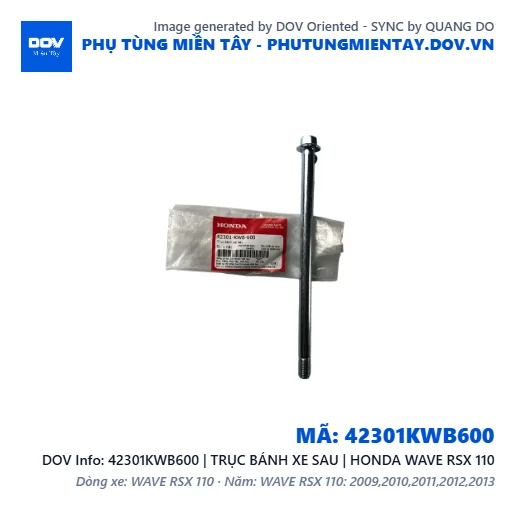 42301KWB600 | TRỤC BÁNH XE SAU | HONDA WAVE RSX 110 — 42301KWB600