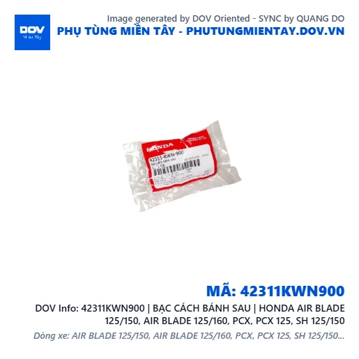 42311KWN900 | BẠC CÁCH BÁNH SAU | HONDA AIR BLADE 125/150, AIR BLADE 125/160, PCX, PCX 125, SH 125/150 — 42311KWN900