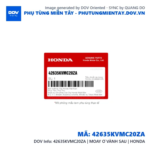 42635KVMC20ZA | MOAY Ơ VÀNH SAU | HONDA  — 42635KVMC20ZA