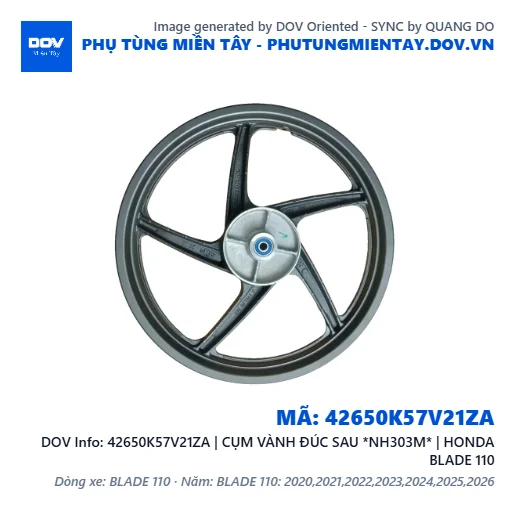 42650K57V21ZA | CỤM VÀNH ĐÚC SAU *NH303M* | HONDA BLADE 110 — 42650K57V21ZA