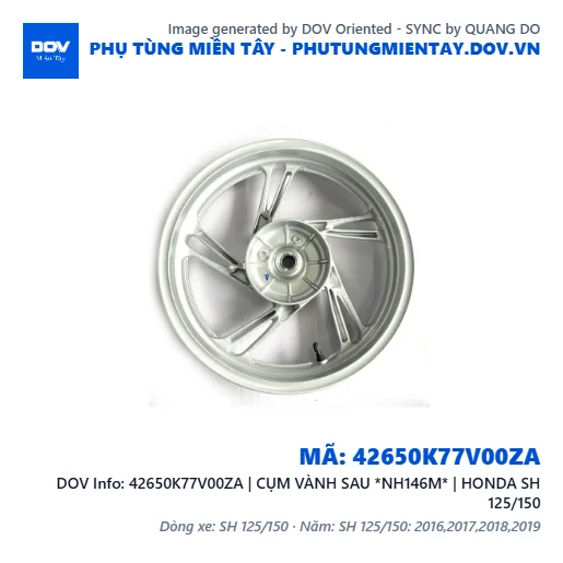 42650K77V00ZA | CỤM VÀNH SAU *NH146M* | HONDA SH 125/150 — 42650K77V00ZA