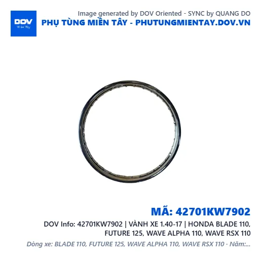 42701KW7902 | VÀNH XE 1.40-17 | HONDA BLADE 110, FUTURE 125, WAVE ALPHA 110, WAVE RSX 110 — 42701KW7902