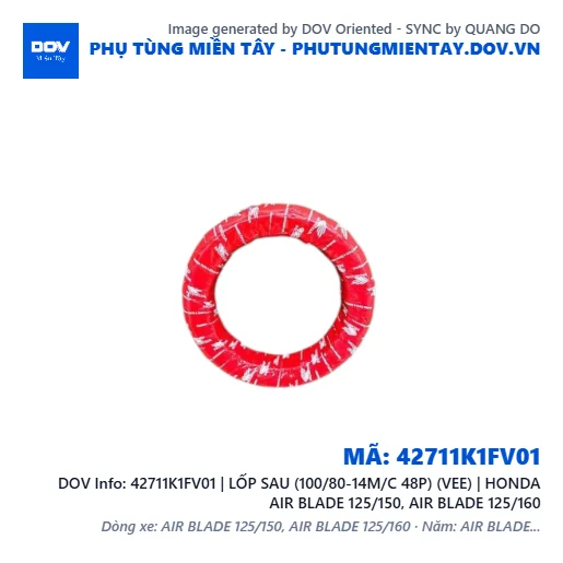 42711K1FV01 | LỐP SAU (100/80-14M/C 48P) (VEE) | HONDA AIR BLADE 125/150, AIR BLADE 125/160 — 42711K1FV01