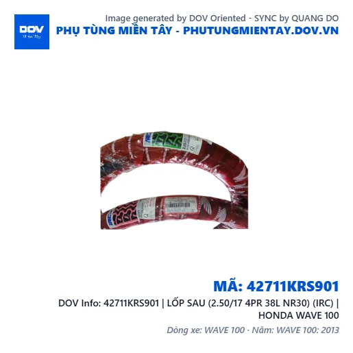 42711KRS901 | LỐP SAU (2.50/17 4PR 38L NR30) (IRC) | HONDA WAVE 100 — 42711KRS901
