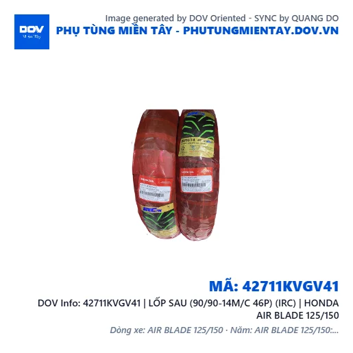 42711KVGV41 | LỐP SAU (90/90-14M/C 46P) (IRC) | HONDA AIR BLADE 125/150 — 42711KVGV41