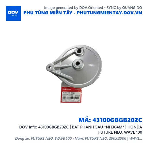 43100GBGB20ZC | BÁT PHANH SAU *NH364M* | HONDA FUTURE NEO, WAVE 100 — 43100GBGB20ZC