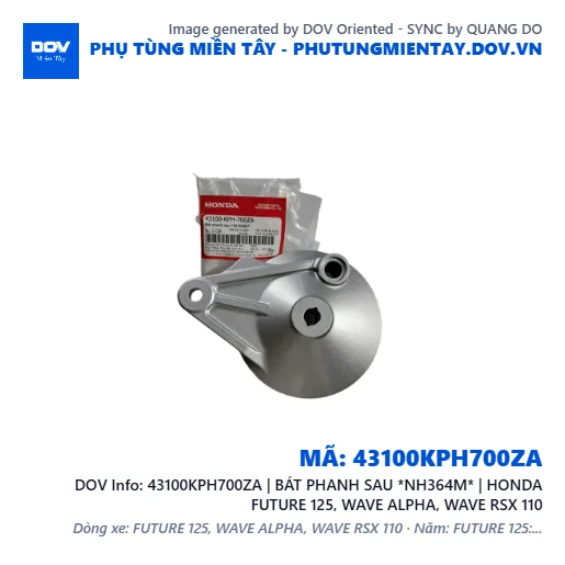 43100KPH700ZA | BÁT PHANH SAU *NH364M* | HONDA FUTURE 125, WAVE ALPHA, WAVE RSX 110 — 43100KPH700ZA