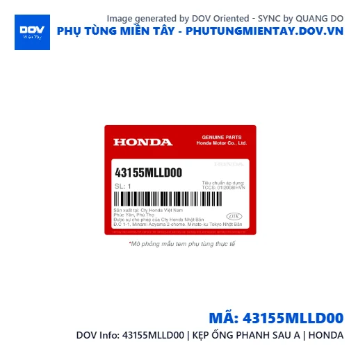 43155MLLD00 | KẸP ỐNG PHANH SAU A | HONDA  — 43155MLLD00