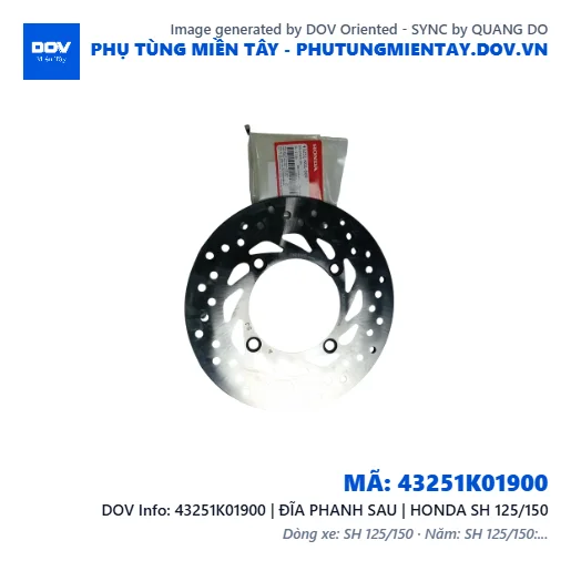 43251K01900 | ĐĨA PHANH SAU | HONDA SH 125/150 — 43251K01900