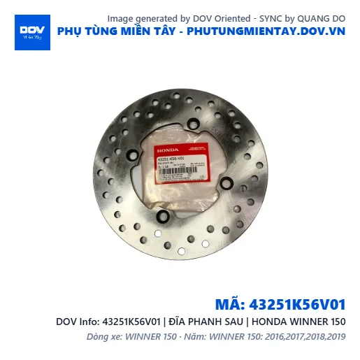 43251K56V01 | ĐĨA PHANH SAU | HONDA WINNER 150 — 43251K56V01