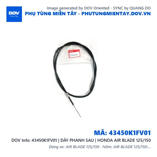 43450K1FV01 | DÂY PHANH SAU | HONDA AIR BLADE 125/150 — 43450K1FV01
