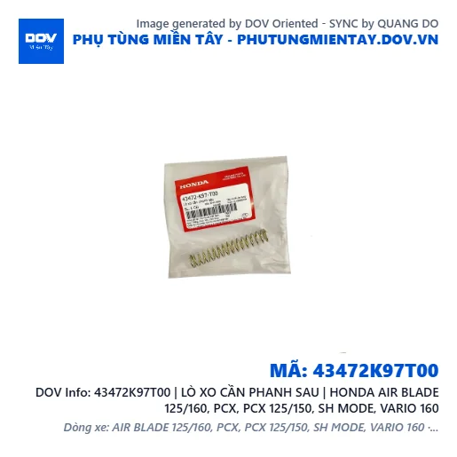 43472K97T00 | LÒ XO CẦN PHANH SAU | HONDA AIR BLADE 125/160, PCX, PCX 125/150, SH MODE, VARIO 160 — 43472K97T00