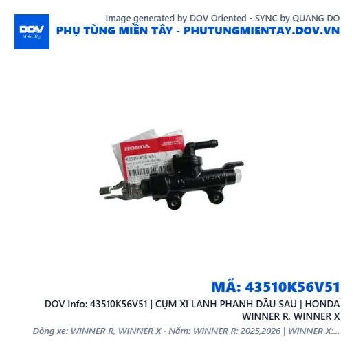 43510K56V51 | CỤM XI LANH PHANH DẦU SAU | HONDA WINNER R, WINNER X — 43510K56V51