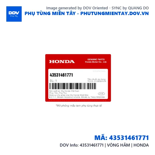 43531461771 | VÒNG HÃM | HONDA  — 43531461771