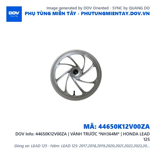 44650K12V00ZA | VÀNH TRƯỚC *NH364M* | HONDA LEAD 125 — 44650K12V00ZA