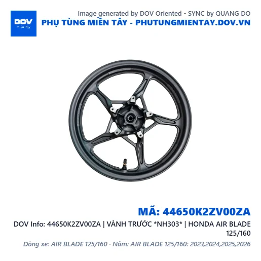 44650K2ZV00ZA | VÀNH TRƯỚC *NH303* | HONDA AIR BLADE 125/160 — 44650K2ZV00ZA