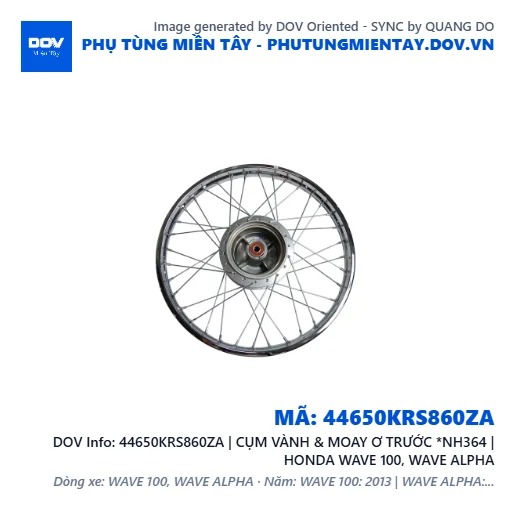 44650KRS860ZA | CỤM VÀNH & MOAY Ơ TRƯỚC *NH364 | HONDA WAVE 100, WAVE ALPHA — 44650KRS860ZA