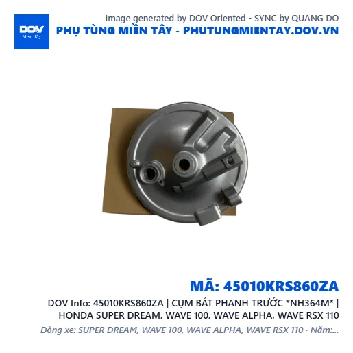 45010KRS860ZA | CỤM BÁT PHANH TRƯỚC *NH364M* | HONDA SUPER DREAM, WAVE 100, WAVE ALPHA, WAVE RSX 110 — 45010KRS860ZA