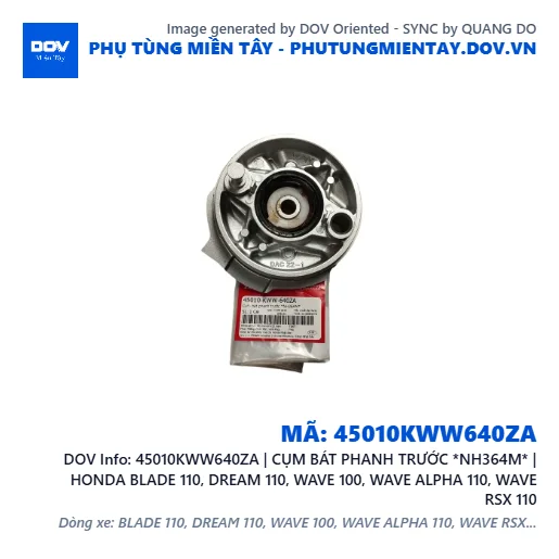 45010KWW640ZA | CỤM BÁT PHANH TRƯỚC *NH364M* | HONDA BLADE 110, DREAM 110, WAVE 100, WAVE ALPHA 110, WAVE RSX 110 — 45010KWW640ZA