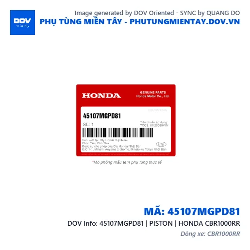 45107MGPD81 | PISTON | HONDA CBR1000RR — 45107MGPD81