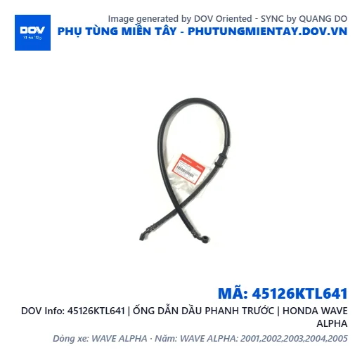 45126KTL641 | ỐNG DẪN DẦU PHANH TRƯỚC | HONDA WAVE ALPHA — 45126KTL641