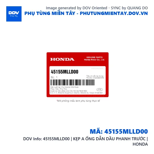 45155MLLD00 | KẸP A ỐNG DẪN DẦU PHANH TRƯỚC | HONDA — 45155MLLD00
