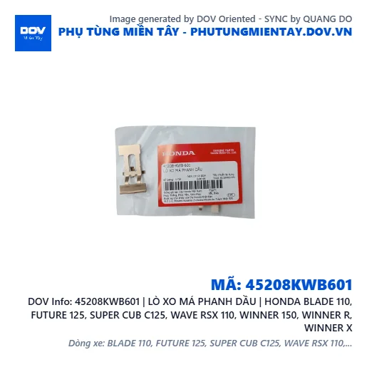 45208KWB601 | LÒ XO MÁ PHANH DẦU | HONDA BLADE 110, FUTURE 125, SUPER CUB C125, WAVE RSX 110, WINNER 150, WINNER R, WINNER X — 45208KWB601