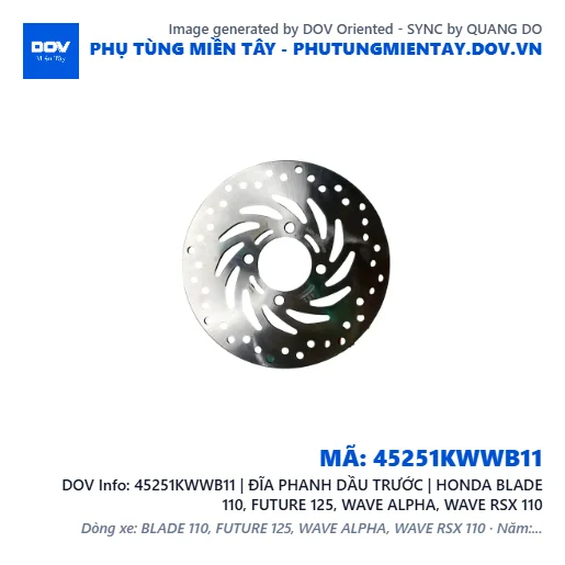 45251KWWB11 | ĐĨA PHANH DẦU TRƯỚC | HONDA BLADE 110, FUTURE 125, WAVE ALPHA, WAVE RSX 110 — 45251KWWB11