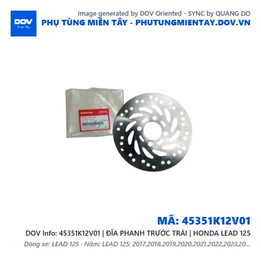 45351K12V01 | ĐĨA PHANH TRƯỚC TRÁI | HONDA LEAD 125 — 45351K12V01