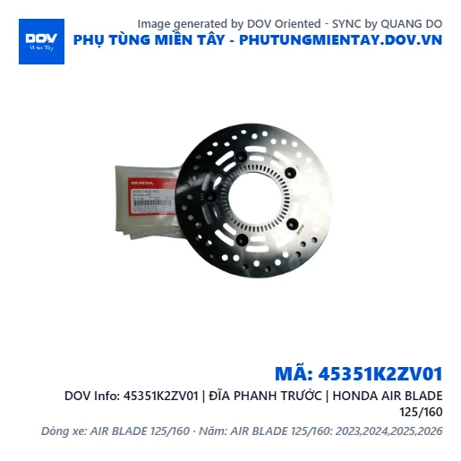 45351K2ZV01 | ĐĨA PHANH TRƯỚC | HONDA AIR BLADE 125/160 — 45351K2ZV01
