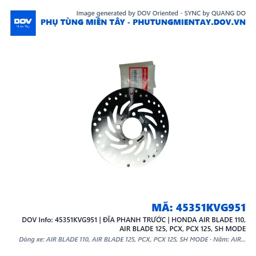 45351KVG951 | ĐĨA PHANH TRƯỚC | HONDA AIR BLADE 110, AIR BLADE 125, PCX, PCX 125, SH MODE — 45351KVG951