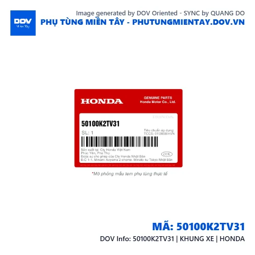 50100K2TV31 | KHUNG XE | HONDA  — 50100K2TV31