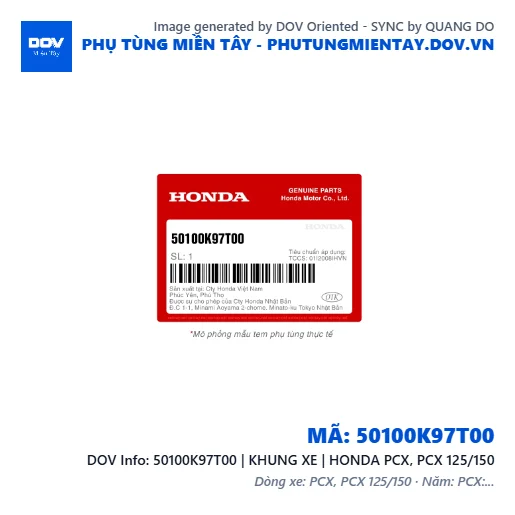 50100K97T00 | KHUNG XE | HONDA PCX, PCX 125/150 — 50100K97T00