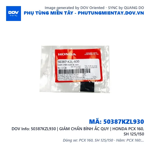50387KZL930 | GIẢM CHẤN BÌNH ẮC QUY | HONDA PCX 160, SH 125/150 — 50387KZL930
