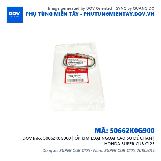 50662K0G900 | ỐP KIM LOẠI NGOÀI CAO SU ĐỂ CHÂN | HONDA SUPER CUB C125 — 50662K0G900