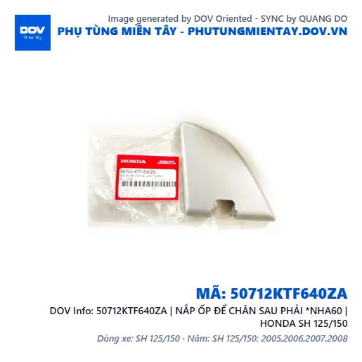50712KTF640ZA | NẮP ỐP ĐỂ CHÂN SAU PHẢI *NHA60 | HONDA SH 125/150 — 50712KTF640ZA