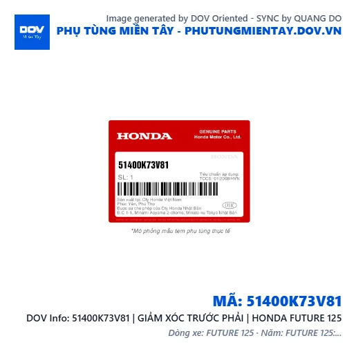 51400K73V81 | GIẢM XÓC TRƯỚC PHẢI | HONDA FUTURE 125 — 51400K73V81