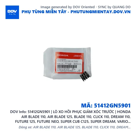 51412GN5901 | LÒ XO HỒI PHỤC GIẢM XÓC TRƯỚC | HONDA AIR BLADE 110, AIR BLADE 125, BLADE 110, CLICK 110, DREAM 110, FUTURE 125, FUTURE NEO, SUPER CUB C125, SUPER DREAM, VARIO 160, VISION 110, WAVE 100, WAVE ALPHA 110, WAVE RSX 110 — 51412GN5901