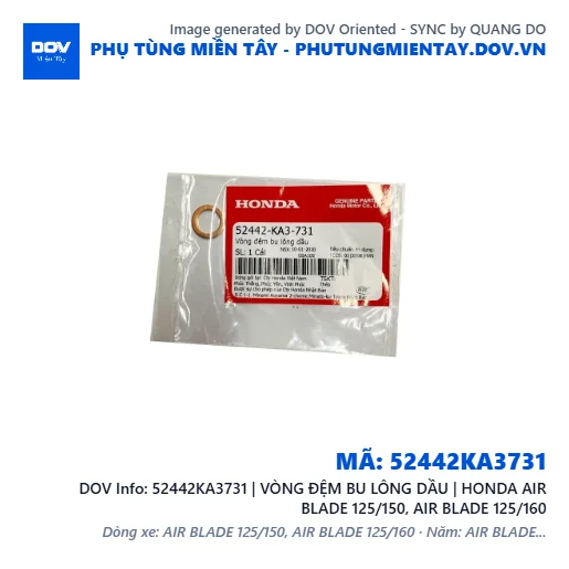 52442KA3731 | VÒNG ĐỆM BU LÔNG DẦU | HONDA AIR BLADE 125/150, AIR BLADE 125/160 — 52442KA3731