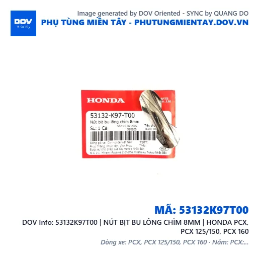 53132K97T00 | NÚT BỊT BU LÔNG CHÌM 8MM | HONDA PCX, PCX 125/150, PCX 160 — 53132K97T00