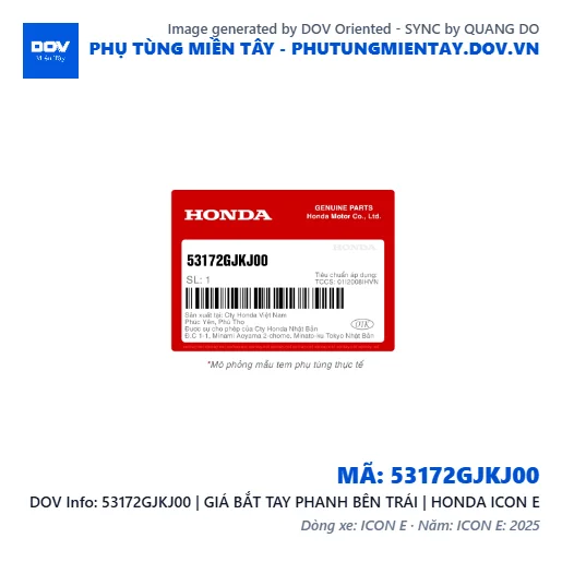 53172GJKJ00 | GIÁ BẮT TAY PHANH BÊN TRÁI | HONDA ICON E — 53172GJKJ00