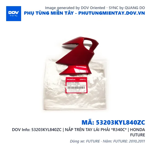 53203KYL840ZC | NẮP TRÊN TAY LÁI PHẢI *R340C* | HONDA FUTURE — 53203KYL840ZC